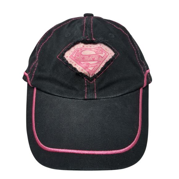 Super Girl Strapback Baseball Cap Black One Size Adjustable Embroidered Logo - Picture 1 of 10